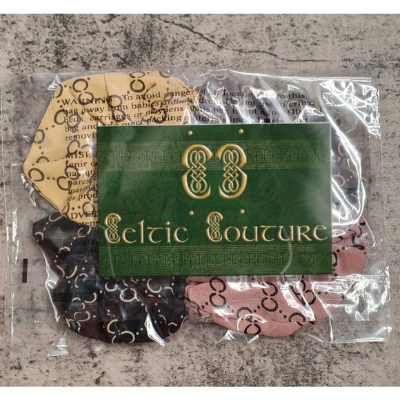 🎄3 FOR $20🎄 5 Celtic Couture CC Hair Scrunchies Black/Pink/Yellow/Grey/Tan - Picture 3 of 3